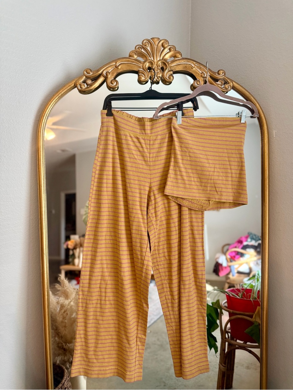 Free people mustard pink sailor stripe set nwt medium